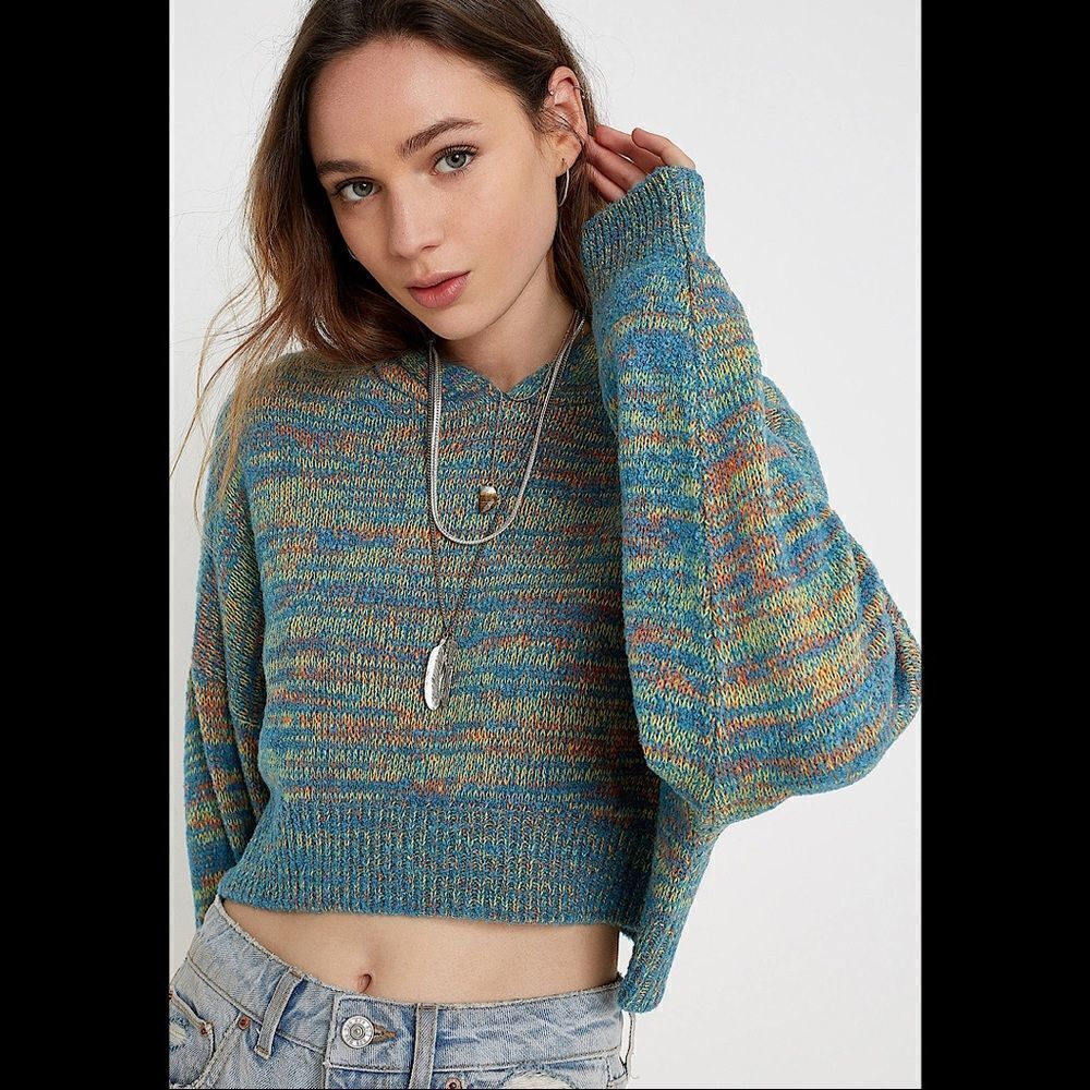 Uo Space Dye Hooded Pullover Jumper (Size:XS)